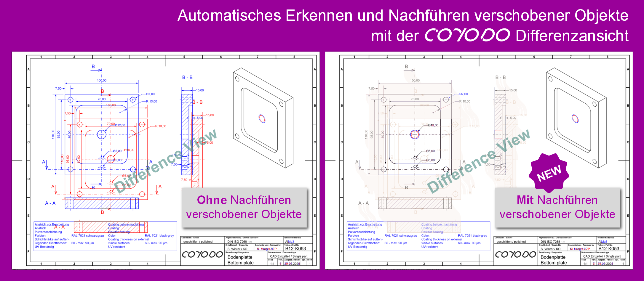 Automatisches Erkennen und Nachführen verschobener Objekte